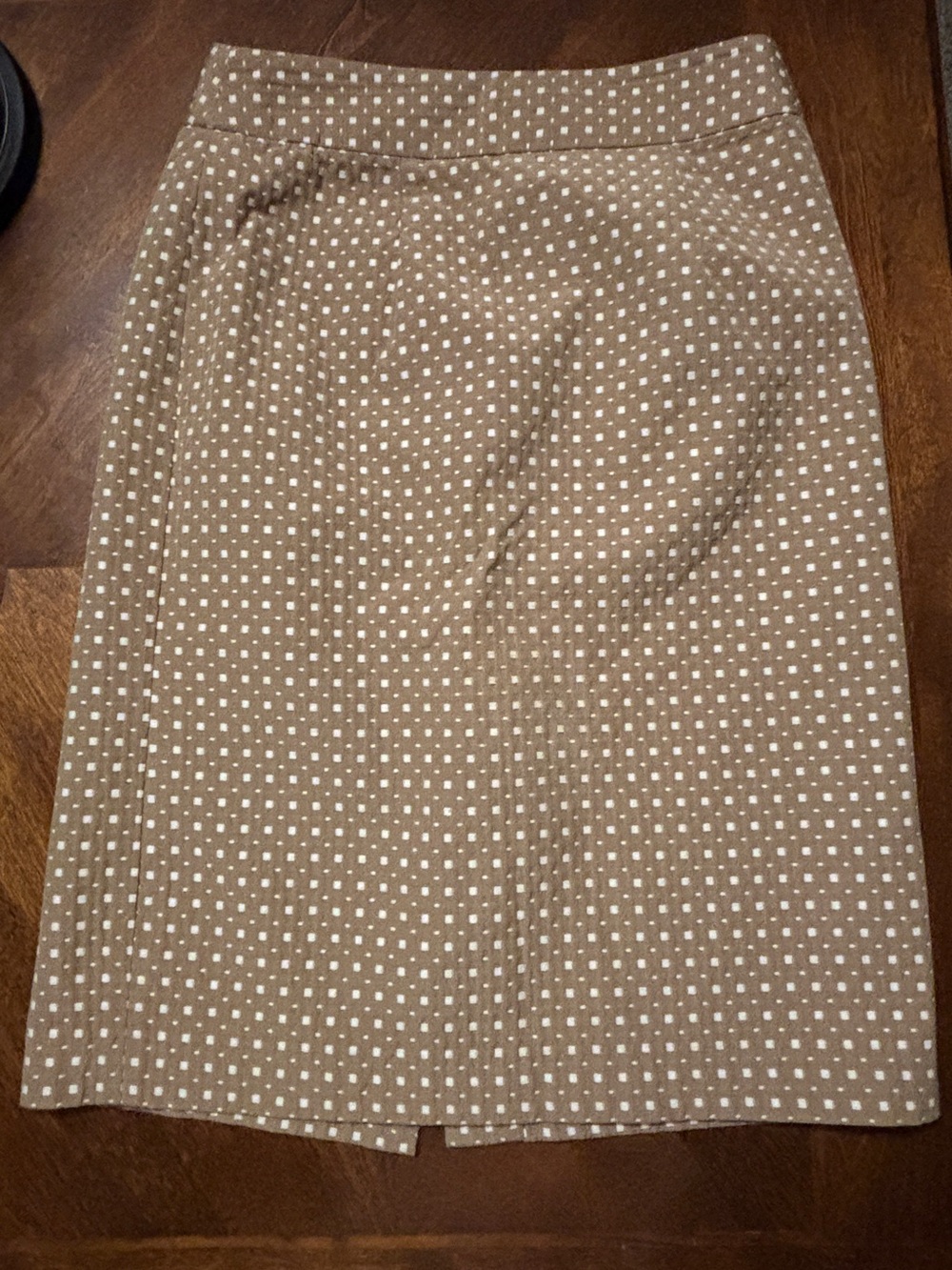 Banana Republic Taupe Pencil Skirt with White Polka Dots, 0